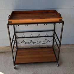 140
SEI Furniture Maya Modern Farmhouse Black Wood Bar Cart