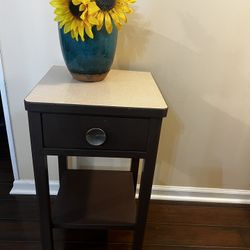 Metal Wooden Table With Drawer And Shelf 