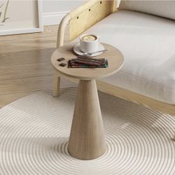 Farmhouse Pedestal Small End Table Round Martini Table Wood Plant Stand Rustic Drink Table for Small Space Living Room, Bedroom