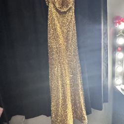 Long Gold Sequins Dress