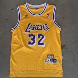 Adidas LA Lakers Magic Johnson Jersey Men's Medium Yellow Los Angeles Stitched +2