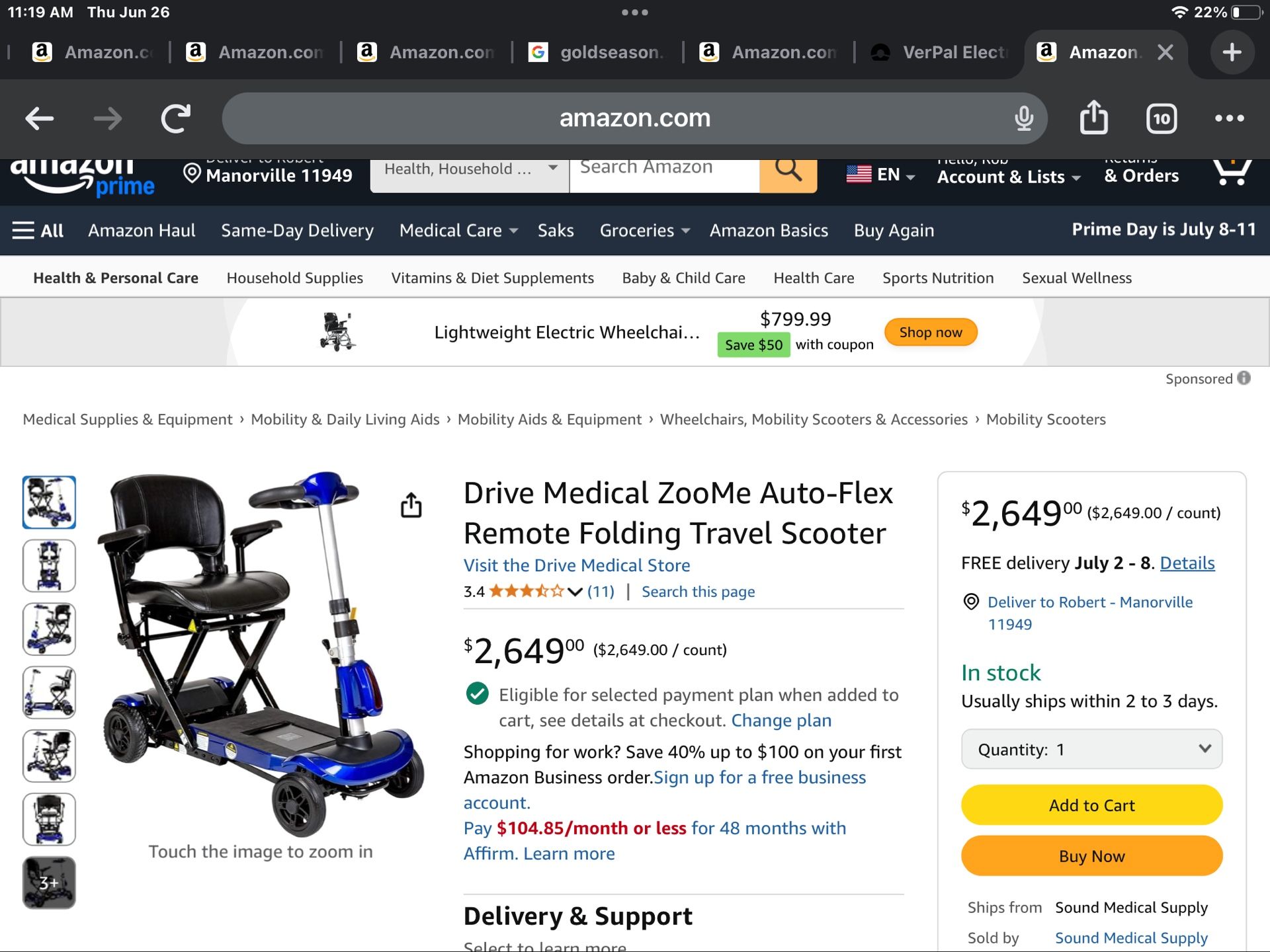 Drive Electric Folding Mobility Scooter 