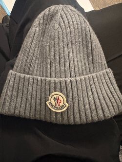 Moncler Gray Ribbed Knit Beanie