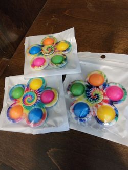 Flower Tie Dye Pop Fidget Toys – 3 Pack (Brand New)