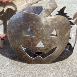 Vintage Halloween Table Centerpiece Handmade Metal Candleholder - 6 Candles 