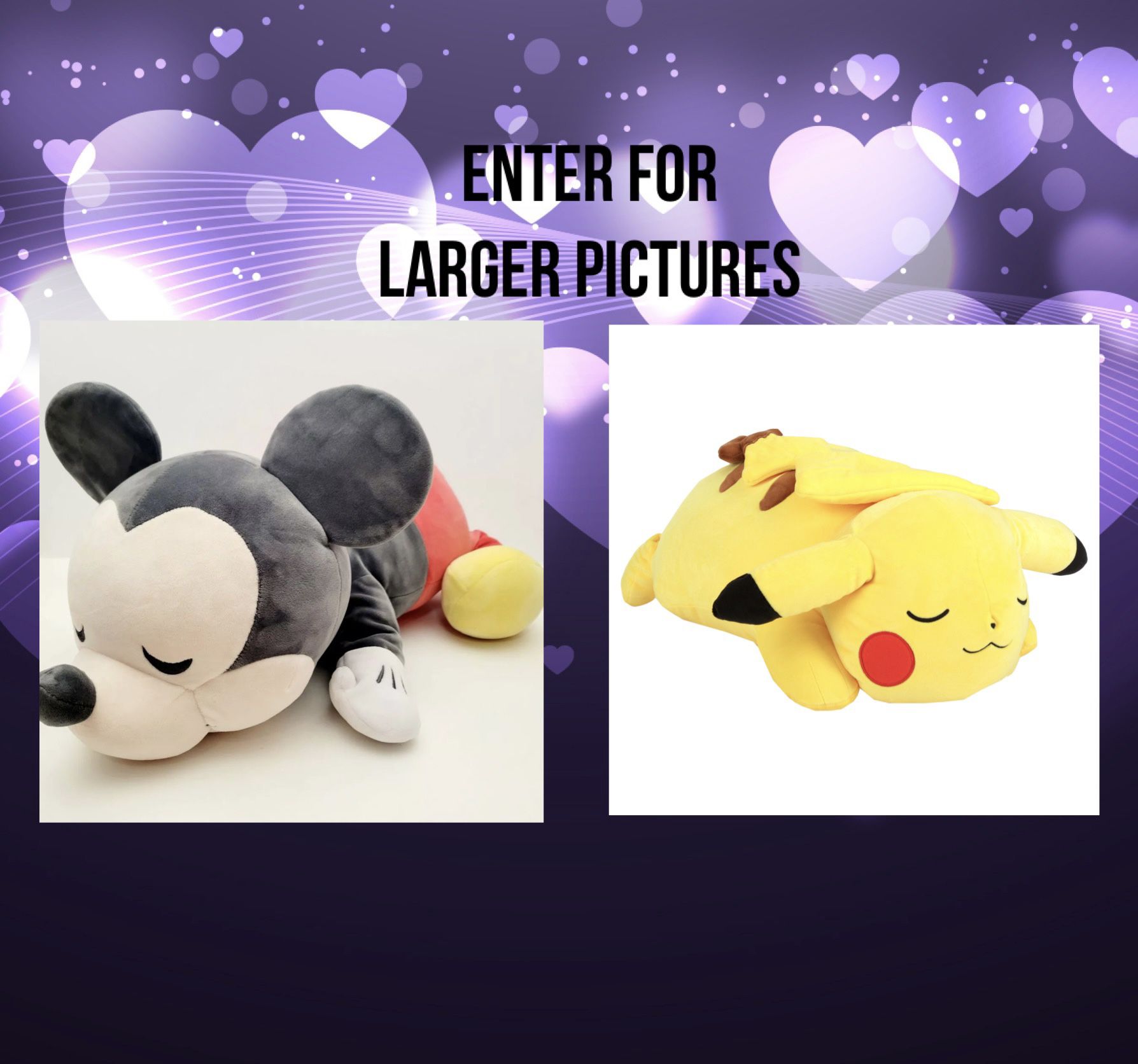 Pikachu/Mikey Mouse Large Cuddleez Plushies