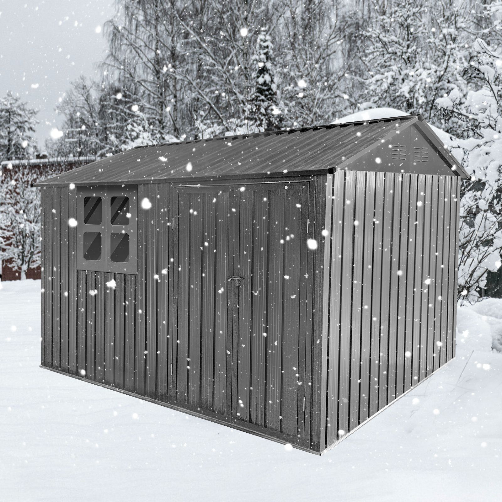 Metal garden sheds 6ftx8ft outdoor storage sheds Grey with window