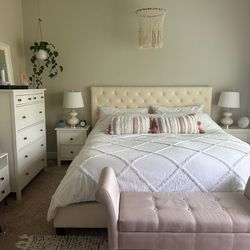 Bedroom Set - King Bed Frame , Dresser, Bedside Tables And Desk
