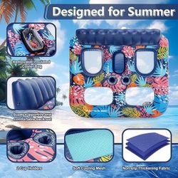 2-Person Inflatable Pool Floats Adult, 71" x 61" Pool Lounger