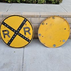 1930's Griswold Railroad Crossing Sign With Glass Reflectors Rare