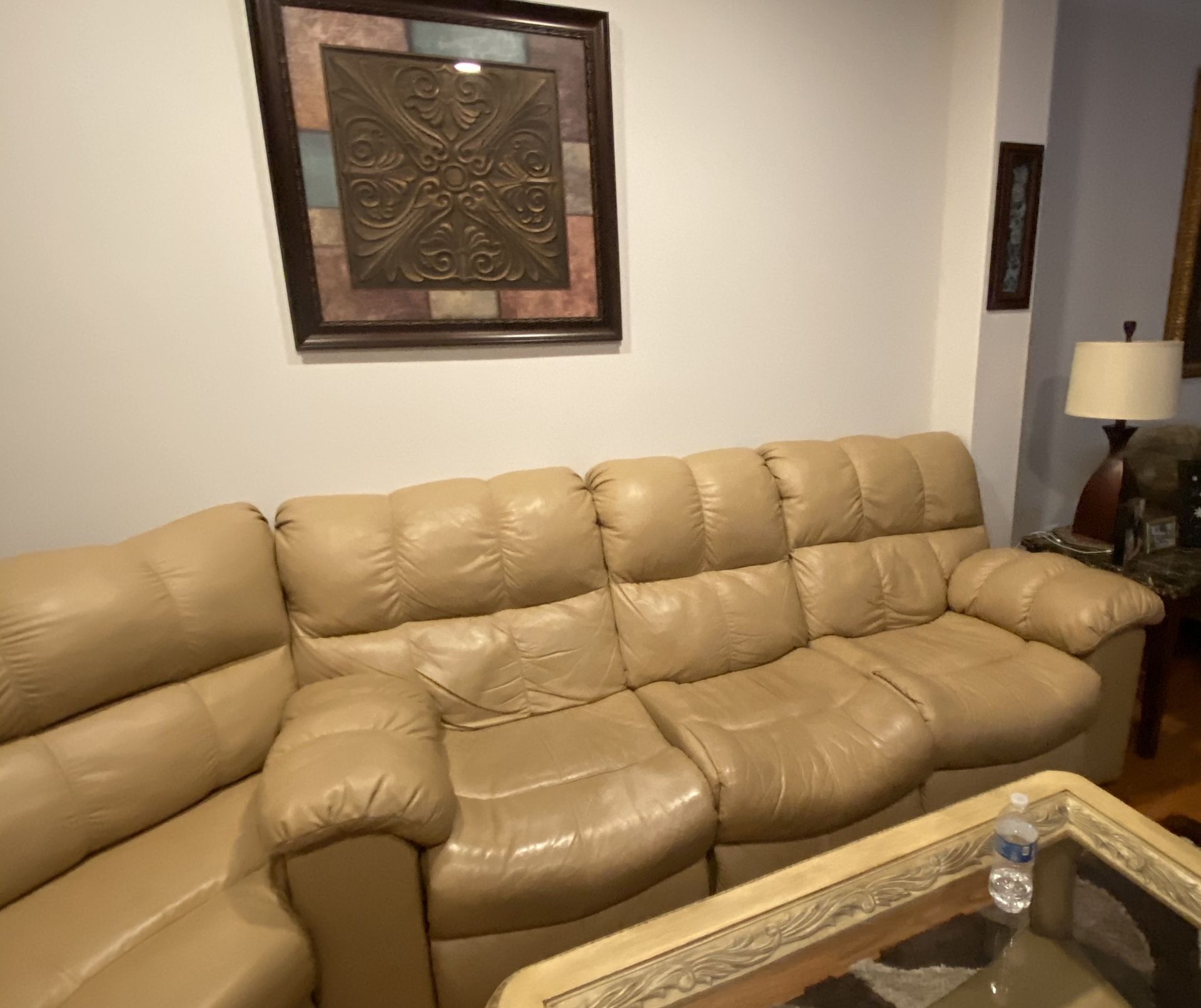 Leather Sectional sofa with recliners