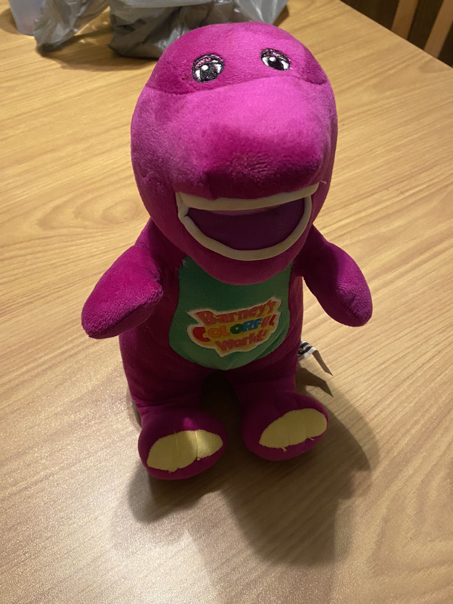 Barney Purple Dinosaur Singing Colorful World Plush Soft Animal 12" Tall