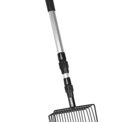 Extendable Cat Pooper Scooper Less Waste Fine Screen Long Handle Metal Poop Scoop for Pet Dogs Cleaning Sand (Model A 2 Section Handle) (Model B 3 Sec