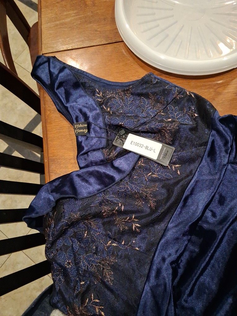 Vfshow DRESS  Sise  It's Blue & Goled Black Lase New