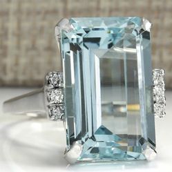 6.35 Ct Created Aquamarine Ring Size 5 Benton Ky