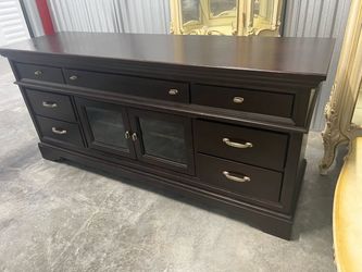 Dark Wood Media Console Sideboard