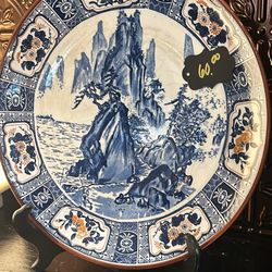 Beautiful, large blue and white charger plate