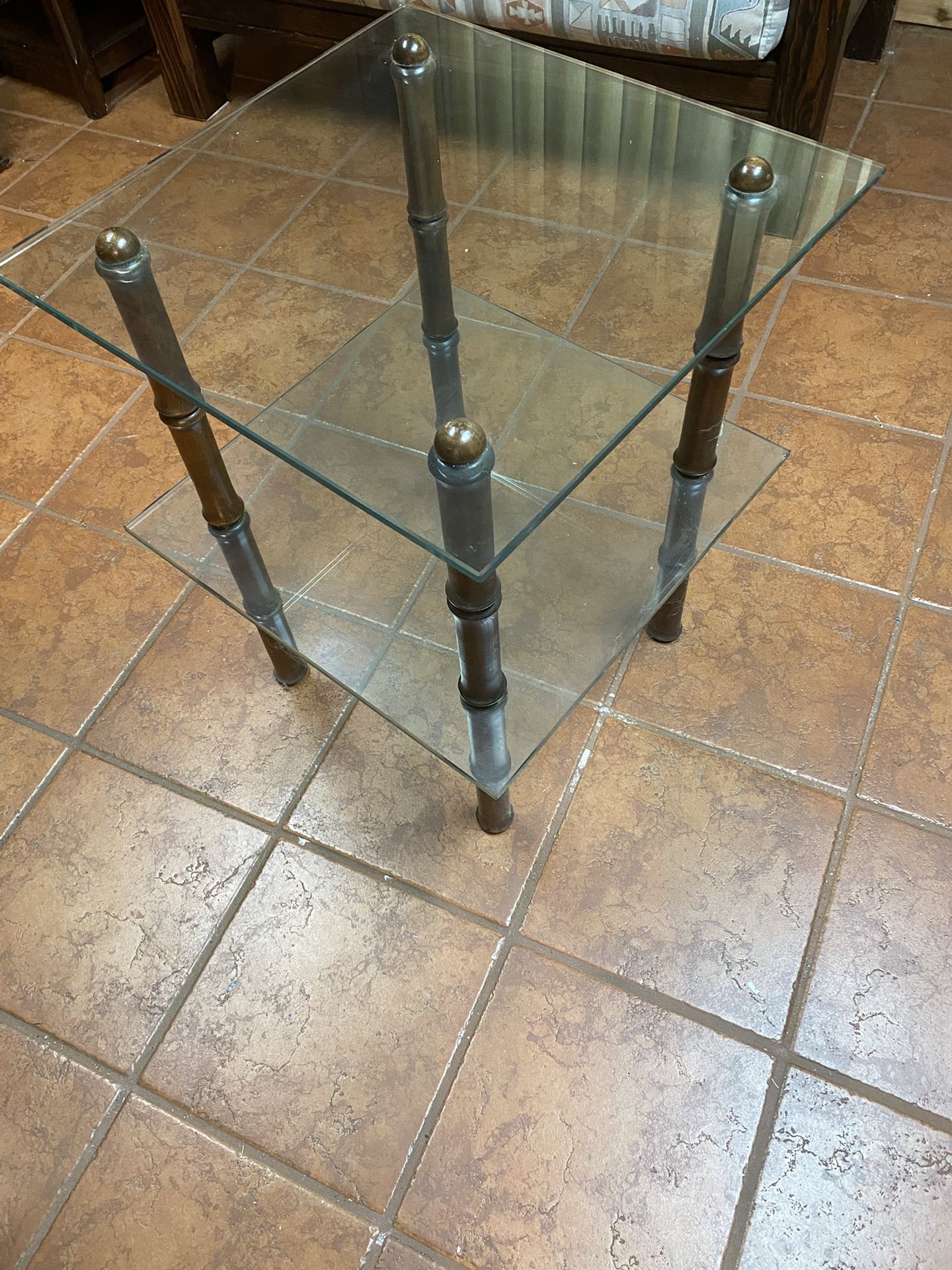 Bamboo Glass End Table
