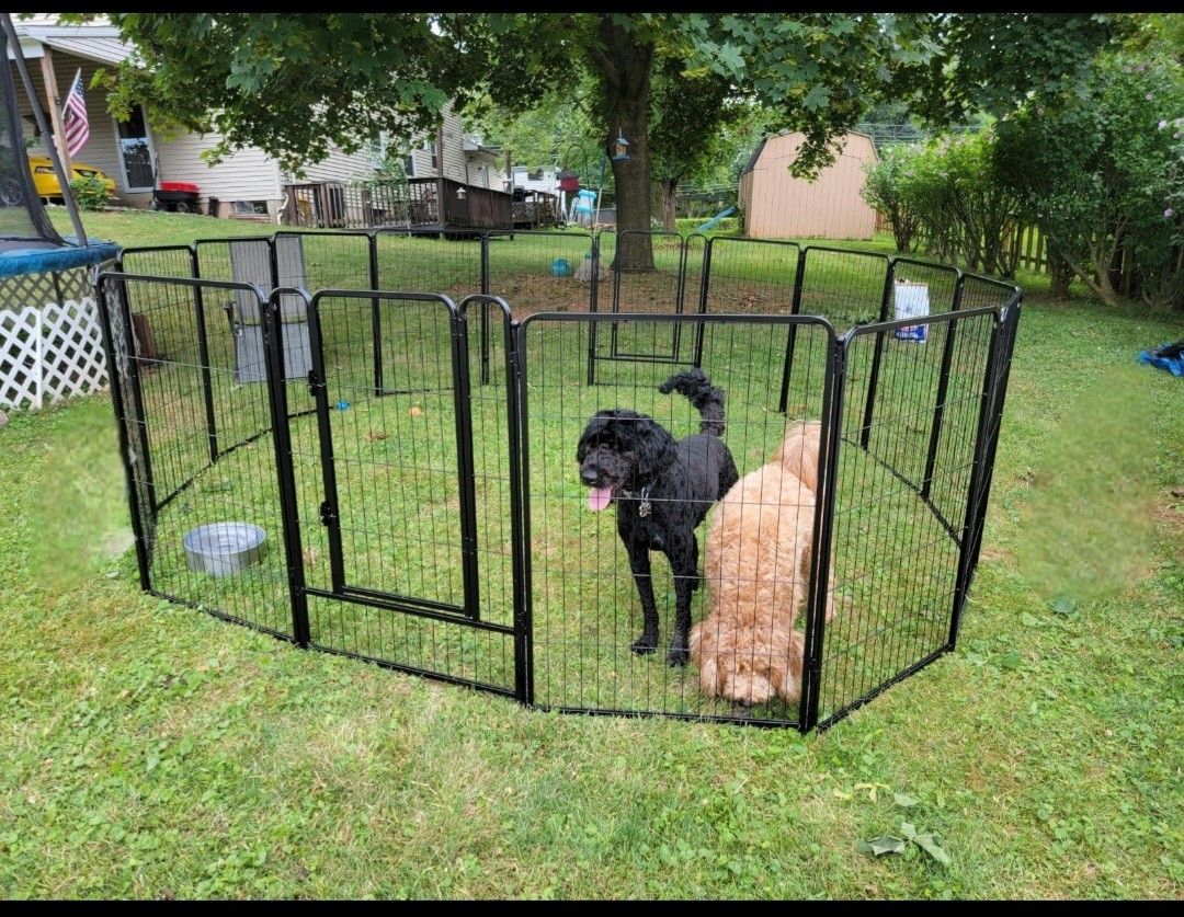New 47" Tall Heavy Duty 12 Panel Dog Playpen with Door 79 Sqft Shapable Indoor Outdoor Dog Play Yard Portable Dog Cage 32' Long Pet Fence