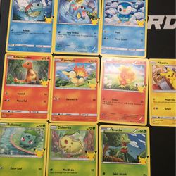 1st,2nd,3rd Generation Starters Pokemon with a Pikachu(All Non-Holographic)