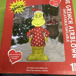 The Grinch Dr Seuss 4 FT Tall Airblown Christmas Inflatable LED Santa Gemmy RARE