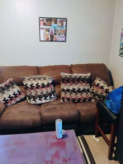 Brown Suede 3-Seat Sofa Couch and 2 Seat Loveseat
