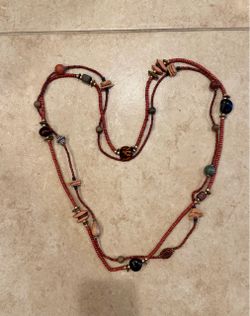 Long Boho Beaded Necklace Mixed Beads