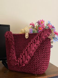Handmade crochet purse with internal organizer