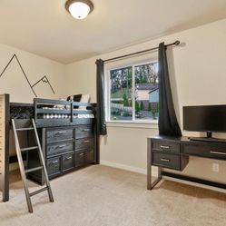 Loft/bunkbed &ladder w/attached dresser underneath.  Desk Included Too