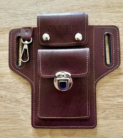 Men Genuine Leather Waist Bag Fashion Multifunctional Retro Outdoor Wallet Bag