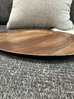 Round brown faux wood charger plates