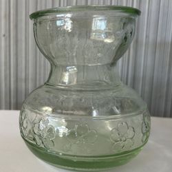 Glass Bulb Forcing Vase With Embossed Flower Motif - Tulip, Hyacinth