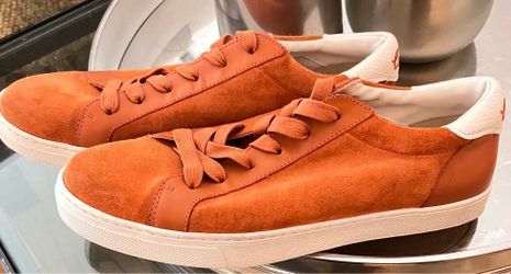 COACH Orange Suede Low-Top Sneakers by COACH