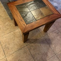Wood stone top end table