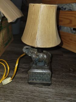 Brass Elephant Lamp With Small Shade