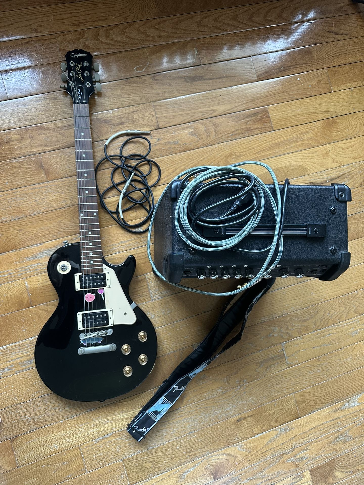 Used Epiphone Guitar , Line 6 Speaker, Cable And Strap