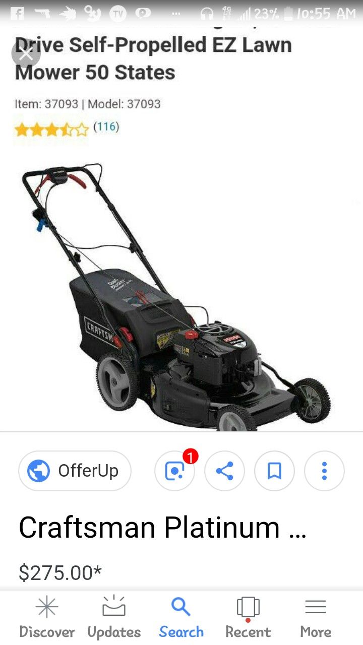 Craftsman 7.25 self propelled lawn mower