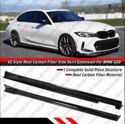 19-26 BMW G20 330i M340i Real Carbon Fiber Side Skirt Extensions