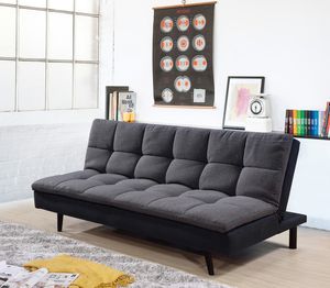 Photo Pillow Top Click-Clack Sofa Bed with Removable Washable Cover, Dark Grey
