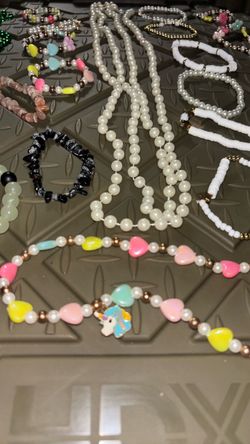 Handmade Beaded Jewelry Lot - Y2K / Coquette Style Necklaces & Bracelets