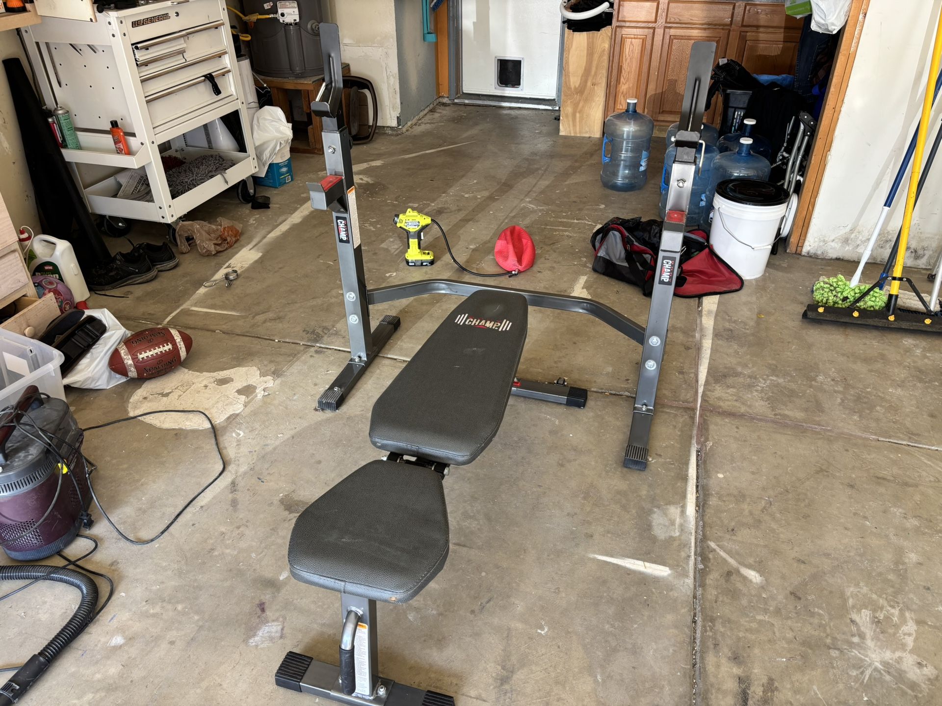 Weight Bench with Barbell Rack - Champ Adjustable Bench