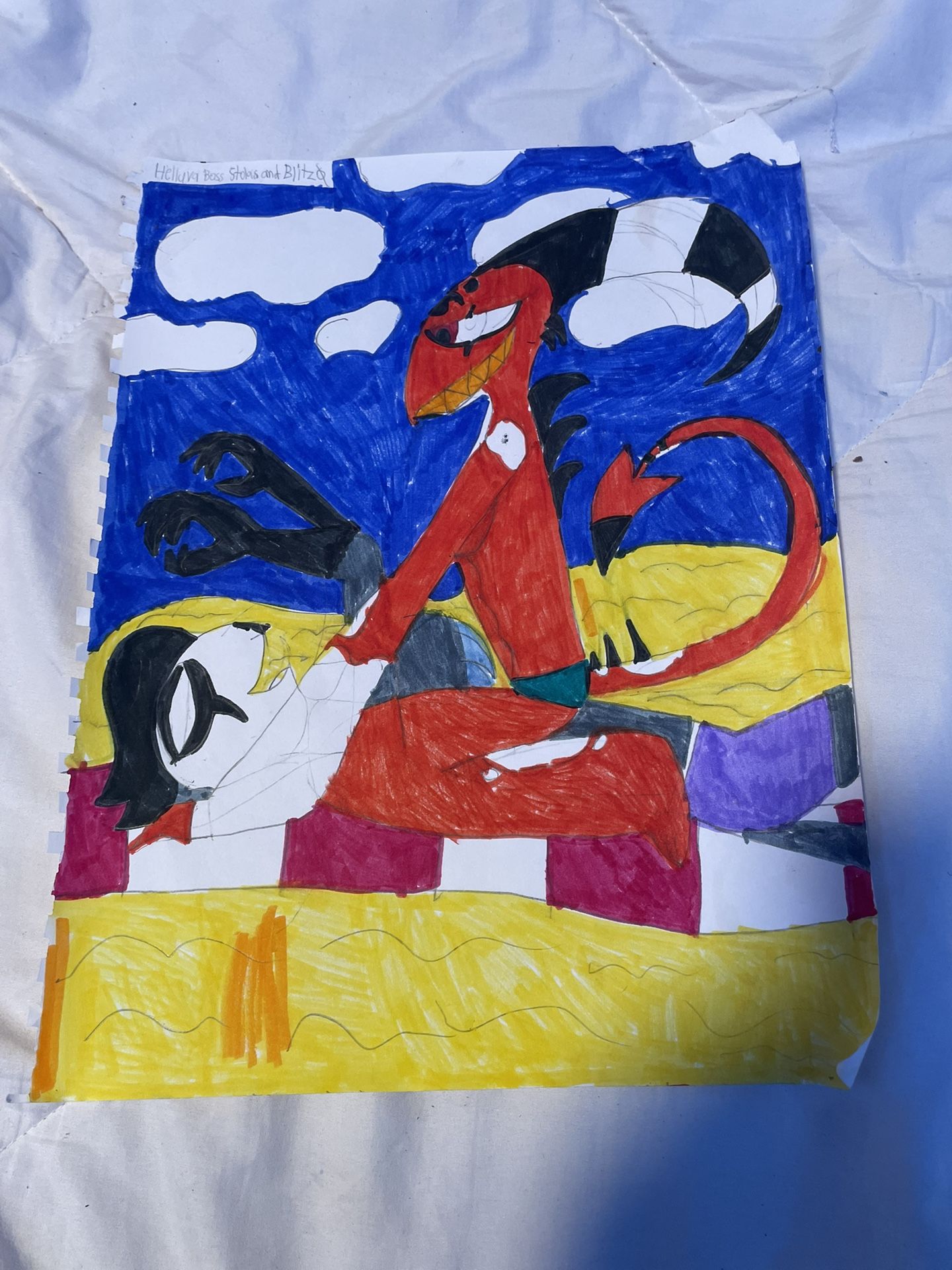 Helluva Boss Hand Drawing Blitzo And Stolas At The Beach