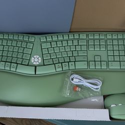 Meetion Wireless Keyboard & Mouse Combo – Lime Green Ergonomic Design