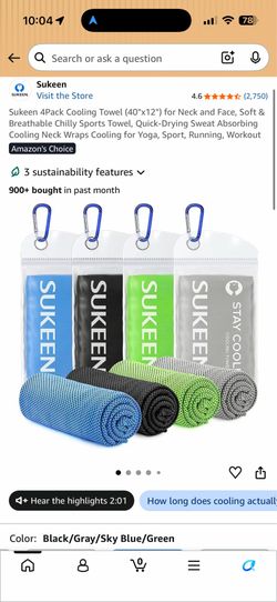 Sukeen Cooling Towels 4-Pack - New | Instant Cooling Sports Towels