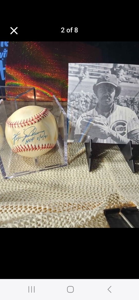 Fergie Jenkins HOF Signed/
Inscribed ONL Baseball
Chicago Cubs W/COA &
BALLCUBE some toning