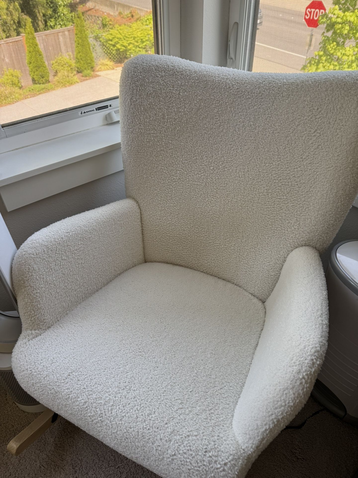 White Cream Sherpa Rocking Chair