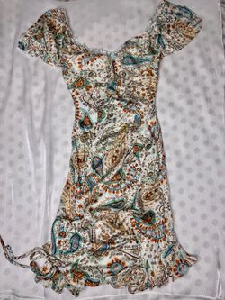 Size S Paisley Print Ruffle Mini Dress