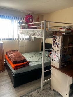 White Metal Full Size Bunk Bed Frame