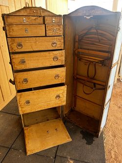 Antique Upright Steamer Wardrobe Trunk