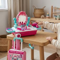 Brand New Kids Beauty Vanity Play Set – Makeup Table with Mirror & Accessories